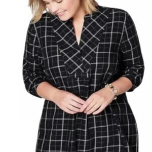 J. Jill Black and White Plaid Blouse